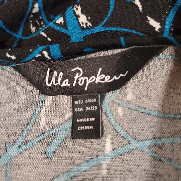 Ulla Popken V-Neck Maxi Dress Pockets Plus Size 24/26 Abstract Scribble Print - Picture 7 of 13